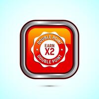 Earn x2 double point icon design illustration. Earn x2 sign symbol for promotion, Orange color square button design vector