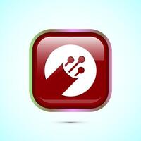 Fiber optic cable icon design illustration. Electric wire sign, digital internet, Red color square button design vector
