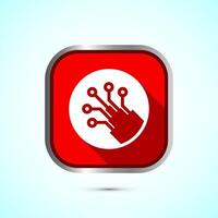 Fiber optic cable icon design illustration. Electric wire sign, digital internet, Red color shadow button design vector