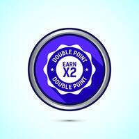 Earn x2 double point icon design illustration. Earn x2 sign symbol for promotion, Blue color shadow button design vector