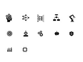 Flat artificial intellegence icon set vector