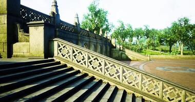 Elegant stone staircase with intricate design in a lush park video