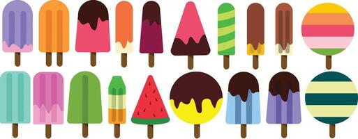 flat ice cream colorful on isolated white vector