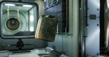 Gas canister floats in zero gravity aboard the ISS video