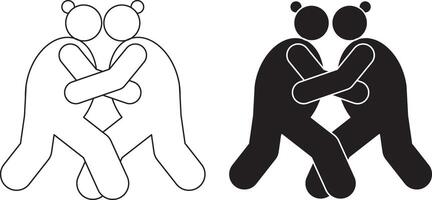 outline silhouette sumo icon set vector
