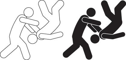 outline silhouette judo icon set vector