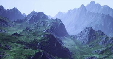 Majestic mountain range with lush greenery in a serene landscape setting video
