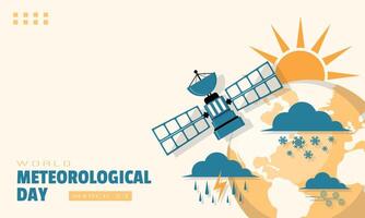 World Meteorological Day Template. Weather forecast data from satellites and copy space area vector