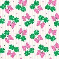Coquette St Patricks Seamless Pattern Day 4 Leaf Clover with Bow Retro Girly wallpaper isolated on background vector