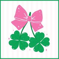 Coquette St Patricks Day 4 Leaf Clover with Bow vector