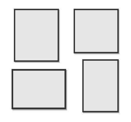 Photo frames collection . Empty black photo frame mockup.