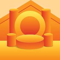 An orange house with a circular shape in the middle vector