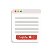 A sign that says register now vector