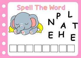 spell the word of elephant . cute little elephant vector