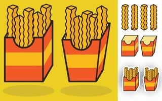 french fries in a box and a box with fries vector