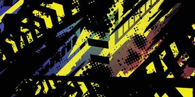 a black and yellow abstract background with a lot of different colors vector