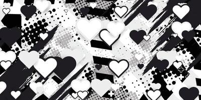 Black and white abstract pattern design with love object vector