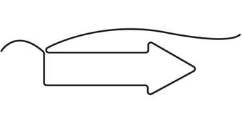 Arrow pointing right, line continuous drawing . One line Arrow pointing right, background. vector