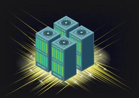 isometric concept big data center. V vector