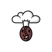 coffee bean character symbol with chef hat vector