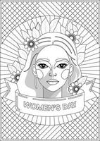 Women's Day Coloring Page Out Line Illustrations vector