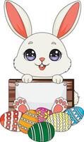 Bunny Holding An Empty Board Easter Illustrations vector