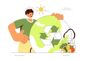 Sustainable Living Concept with Reusable and Biodegradable Products vector