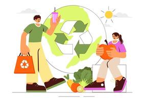 Go Green Illustration with Recycling Bin and Zero Waste Movement vector