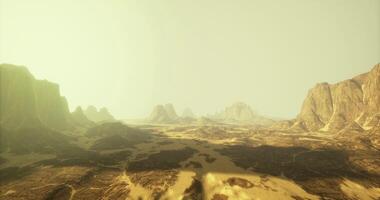 Vast desert landscape with distant mountains under a hazy sky video