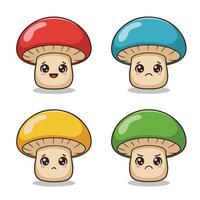 Cute and Funny Mushroom Stickers with Expressive Cartoon Looks vector