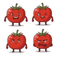 Tomato Mascot Illustrations with Various Happy and Funny Emotions vector