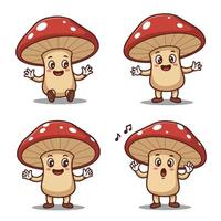 Expressive Mushroom Mascots with Different Cartoon Emotions vector