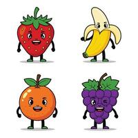 Funny Fruit Characters with Happy Faces and Playful Food Mascots vector