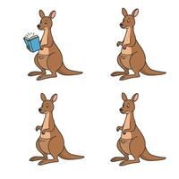 Kangaroo Reading Fun Holding Book Cute Happy Standing Kangaroo vector