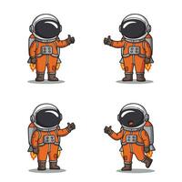 Rocket-Powered Astronaut Flying with Jetpack Drawing vector