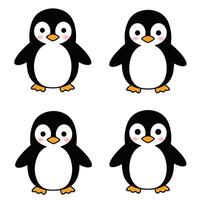 Cute Kawaii Penguin Set with Playful and Silly Facial Features vector