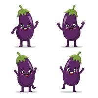 Joyful Eggplant Character Set with Unique and Playful Movements vector