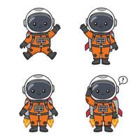 Happy Astronaut Flying with Jetpack in Cosmic Journey vector