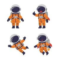 Helmeted Astronaut Floating in Space Cartoon Drawing vector