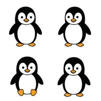 Expressive Penguin Characters with Joyful and Happy Emotions vector