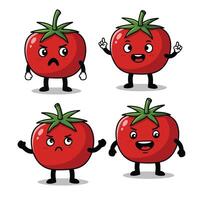 Smiling Tomato Characters with Whimsical and Happy Face Emotions vector