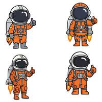 Smiling Astronaut Flying with Rocket and Jetpack Suit vector