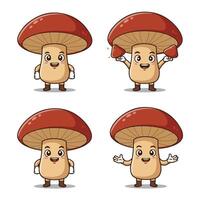 Kawaii Mushroom Characters with Joyful and Funny Expressions vector