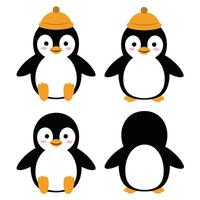 Happy Penguin Character Set with Cheerful and Funny Faces vector
