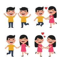 Office Staff Cartoon Smiling Happy Business People Team Members Set vector