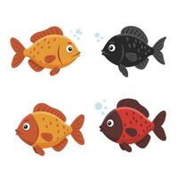 Cartoon Cute Fish Set with Happy Faces and Fun Animated Design vector