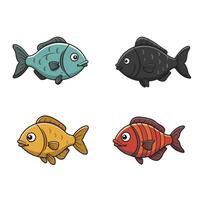 Funny Fish Artwork Featuring Happy Expressions and Bright Colors vector