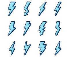 Lightning bolt set thunder cartoon illustration vector