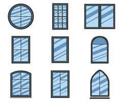 Set of windows outdoor design element collection vector
