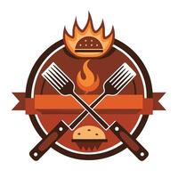 Barbecue Grill with Ketchup Bottle and Flames vector